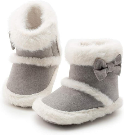Infant Unisex Warm Fur Lining Soft Boots Baby Winter Ankle Non-Slip Rubber Texture Sole Toddler Winter Snow Crib Shoes